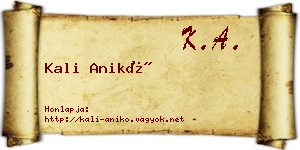 Kali Anikó névjegykártya